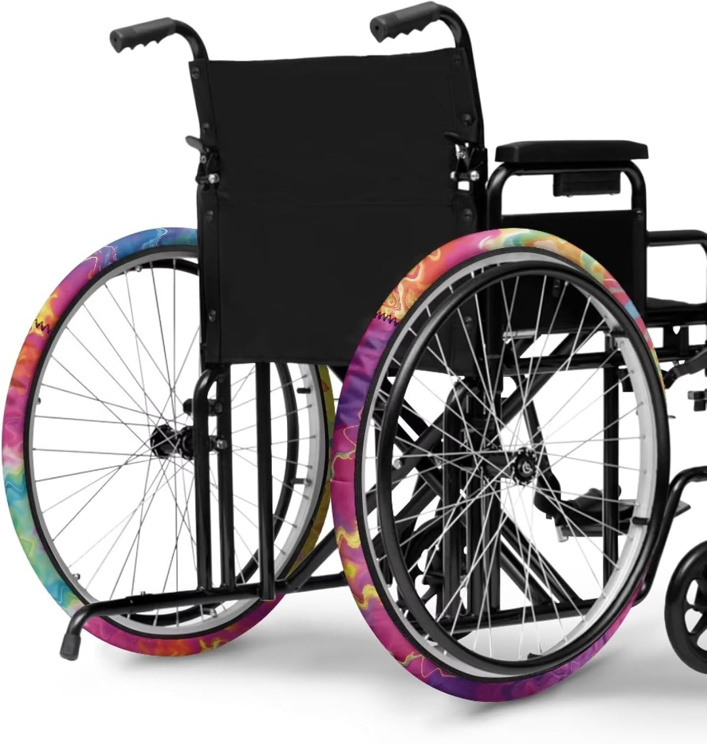 Colorful Tie Dye Wheelchair Wheel Covers Wear-Resistant Wheelchair Tire Cover Pr
