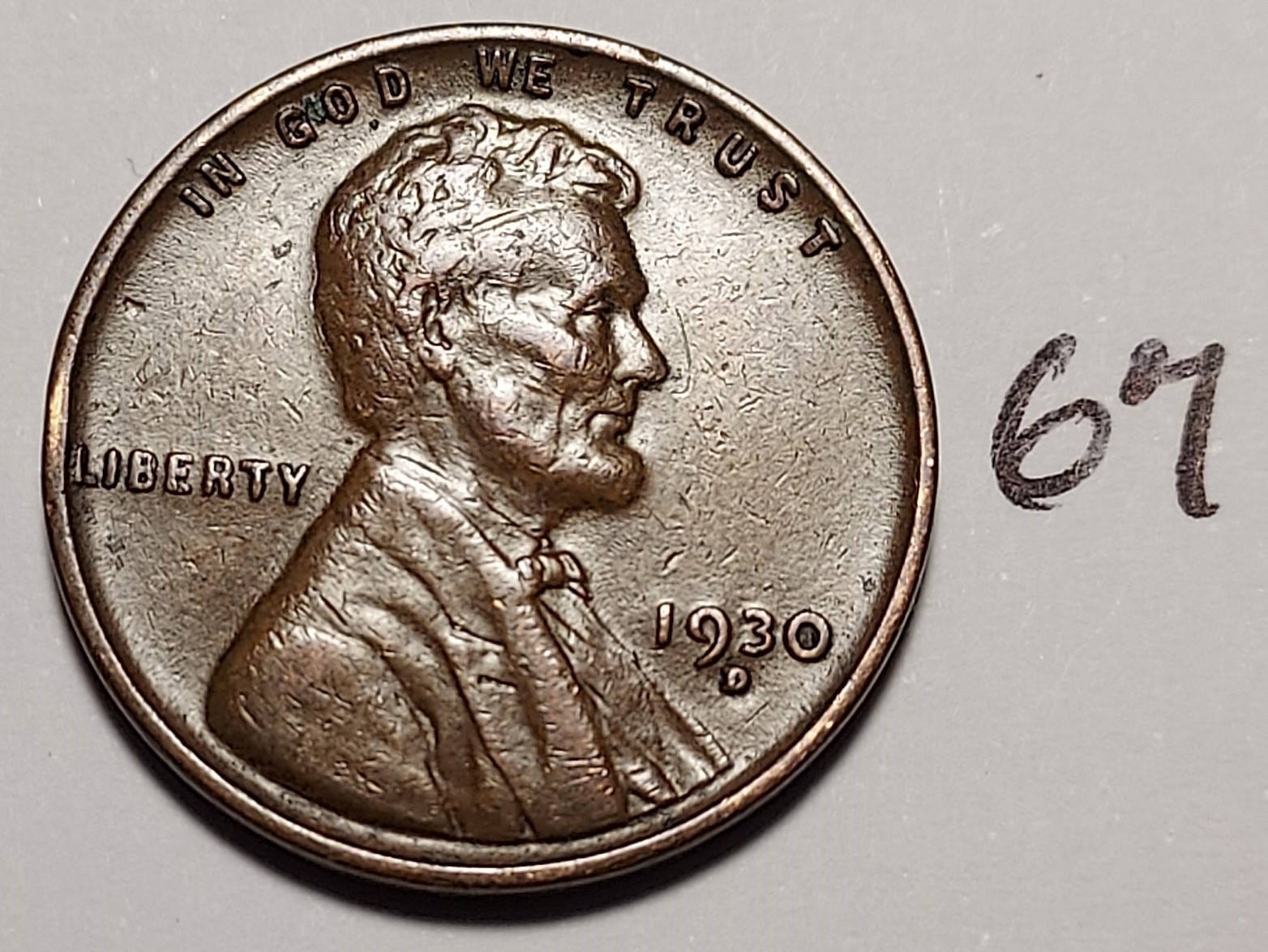 1930-D Lincoln Wheat Cent  EXTREMELY FINE #67