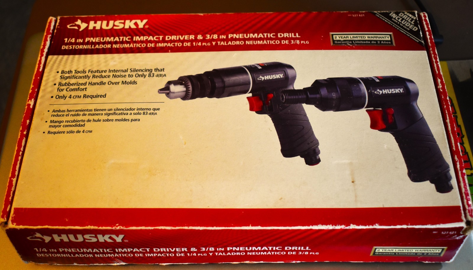 Huskey 1 1/4" Pnematic impact- 3/8" pnematic drill New in original Box never out