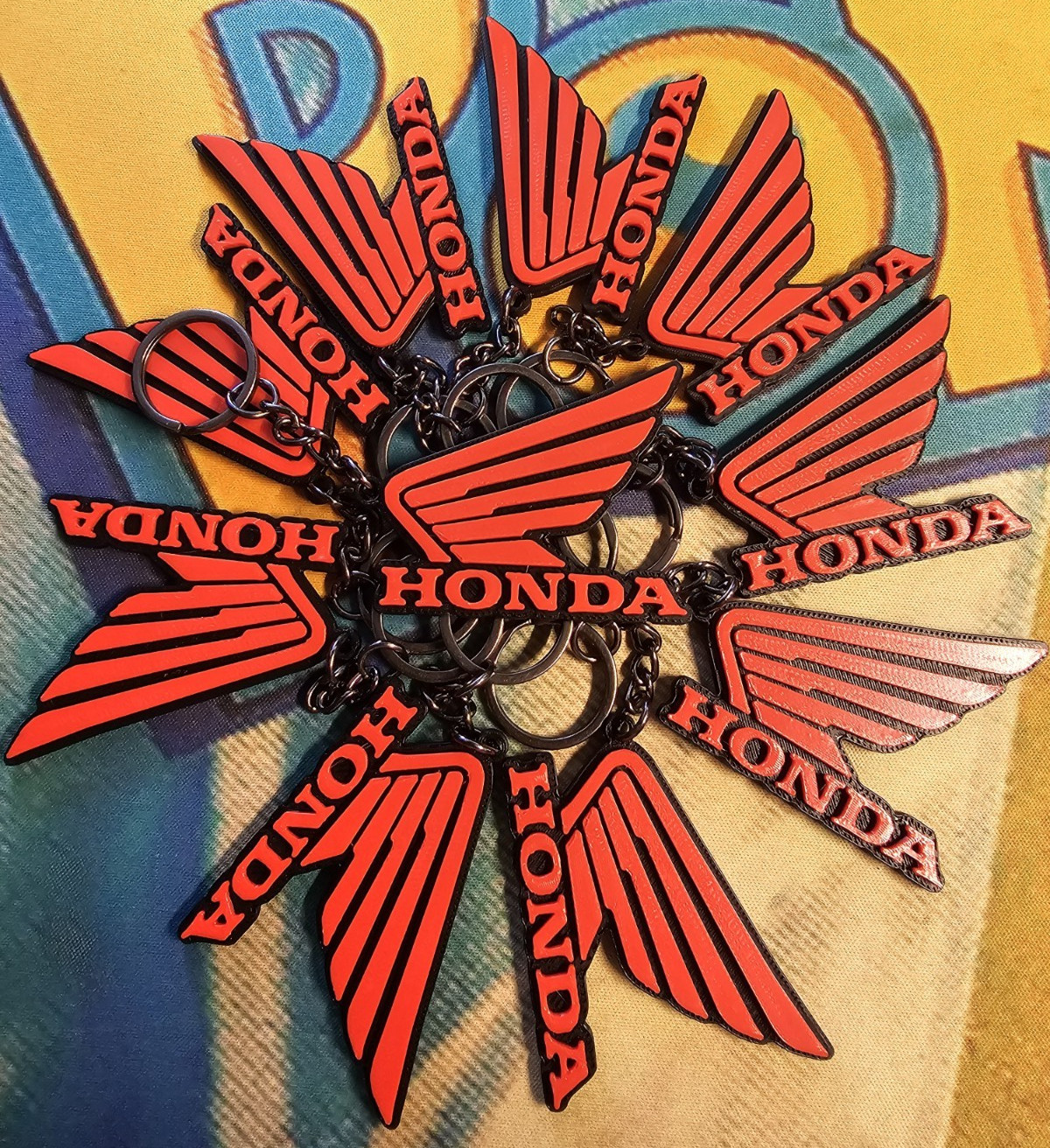 3D PRINT HONDA MOTORSPORTS LOGO KEYCHAIN NOSTALGIA RETRO FUN FOR ALL MOTORCYCLE