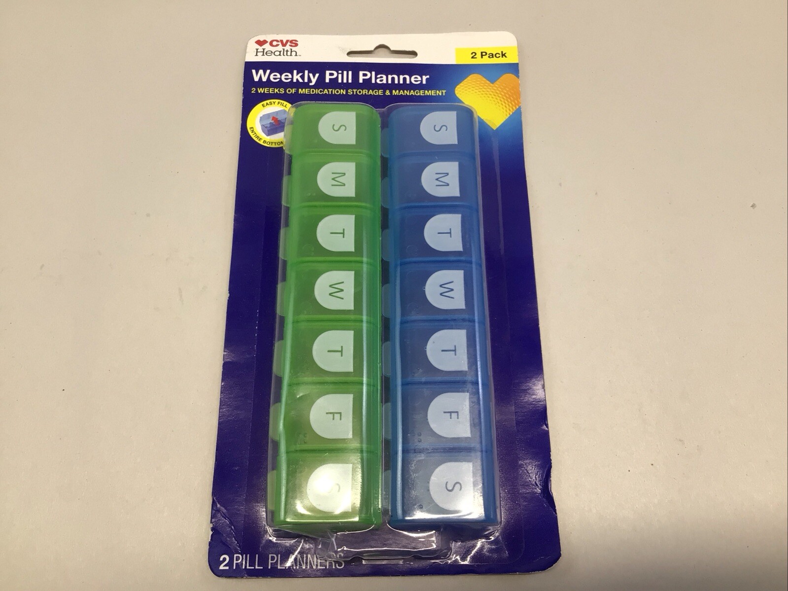 CVS Health Easy Med Fill Weekly Planner including Travel And Storage 2 Pack