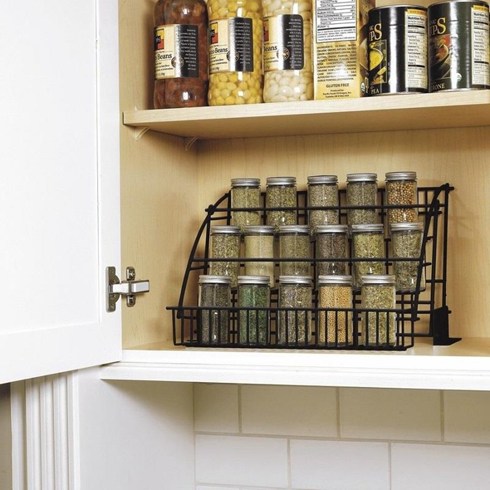 3 Layers Pull Down Spice Rack Pull Out Metal Cabinet Organizer Kitchen Stand