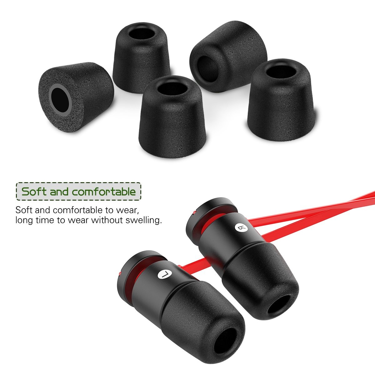 Replacement Earbud Tips - 12pcs Memory Foam Noise Blocking for In-Ear Headphones