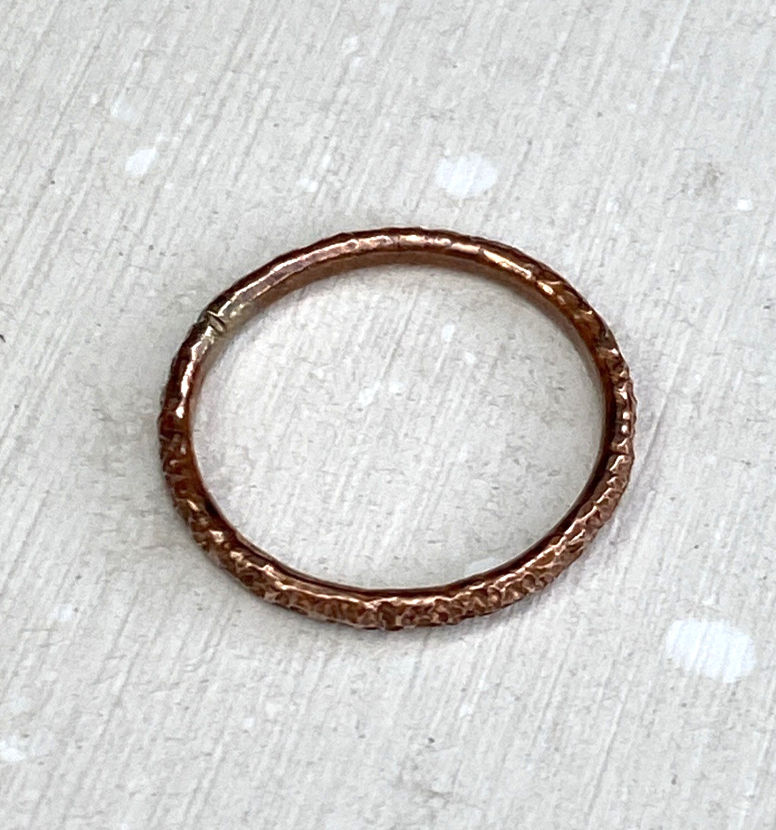 Copper Ring Stackable Hammered Rings band Size 6.5 Wedding Ring Unisex thin 2mm