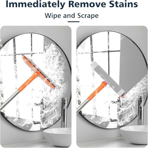 Professional Window Squeegee with 10-55" Extension Poles,2 in 1 Window Cleaner