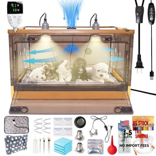 Puppy Incubator with Heating and Fan, Ideal Incubator for Puppies and Kittens