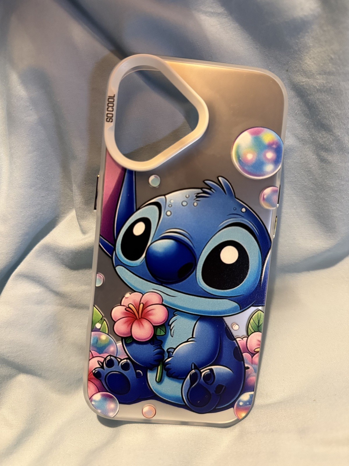 Stitch w/Flower Cartoon White Case for iPhone 17