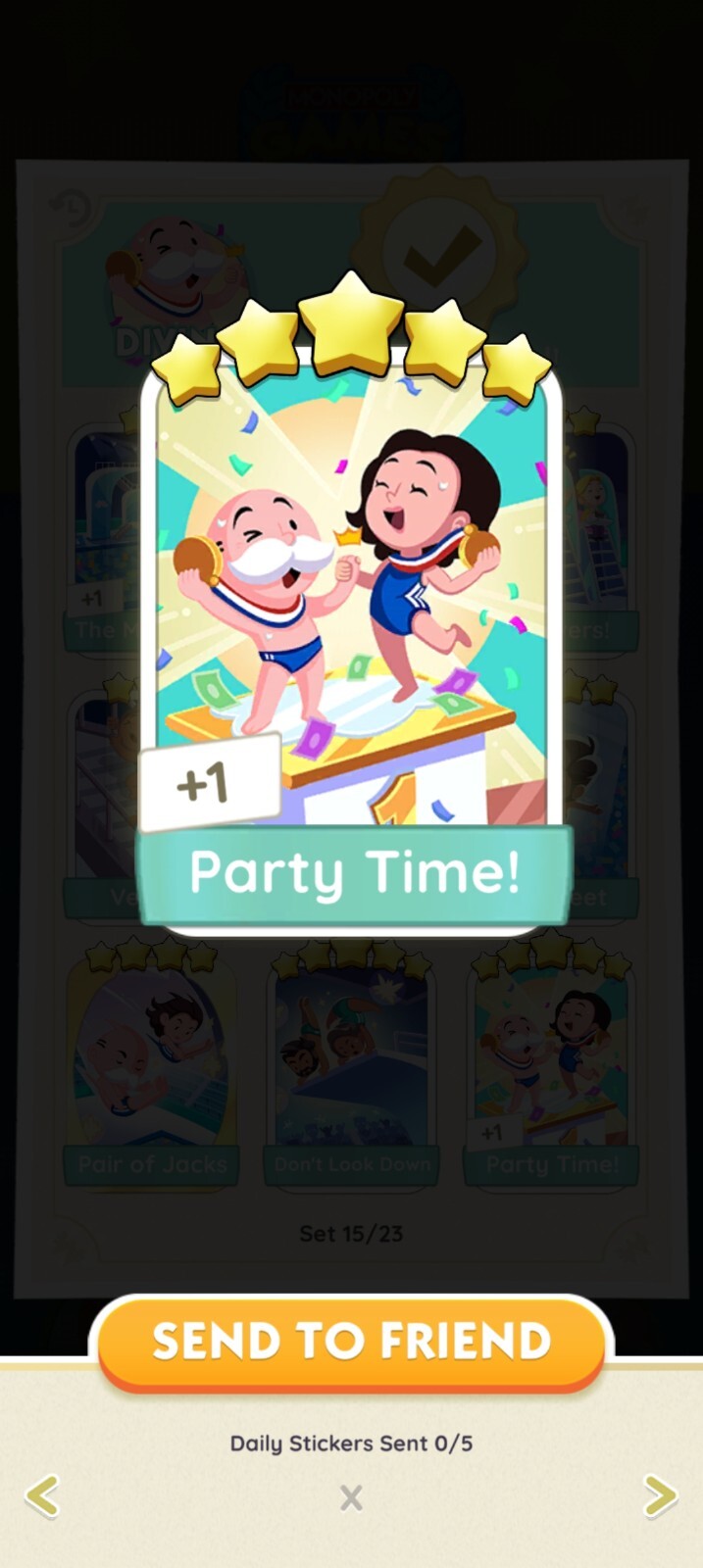 monopoly go stickers 5 star Party Time