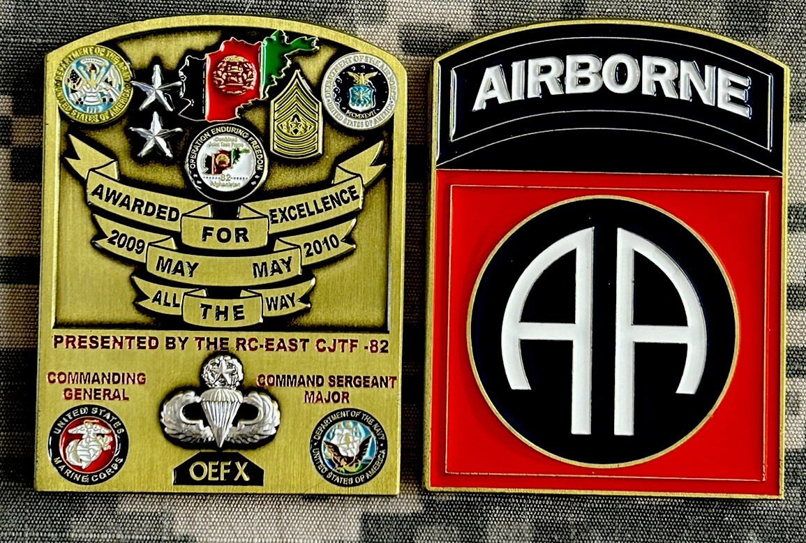 Challenge Coin US Army 82nd Airborne Division OEF X Commanding General & CSM