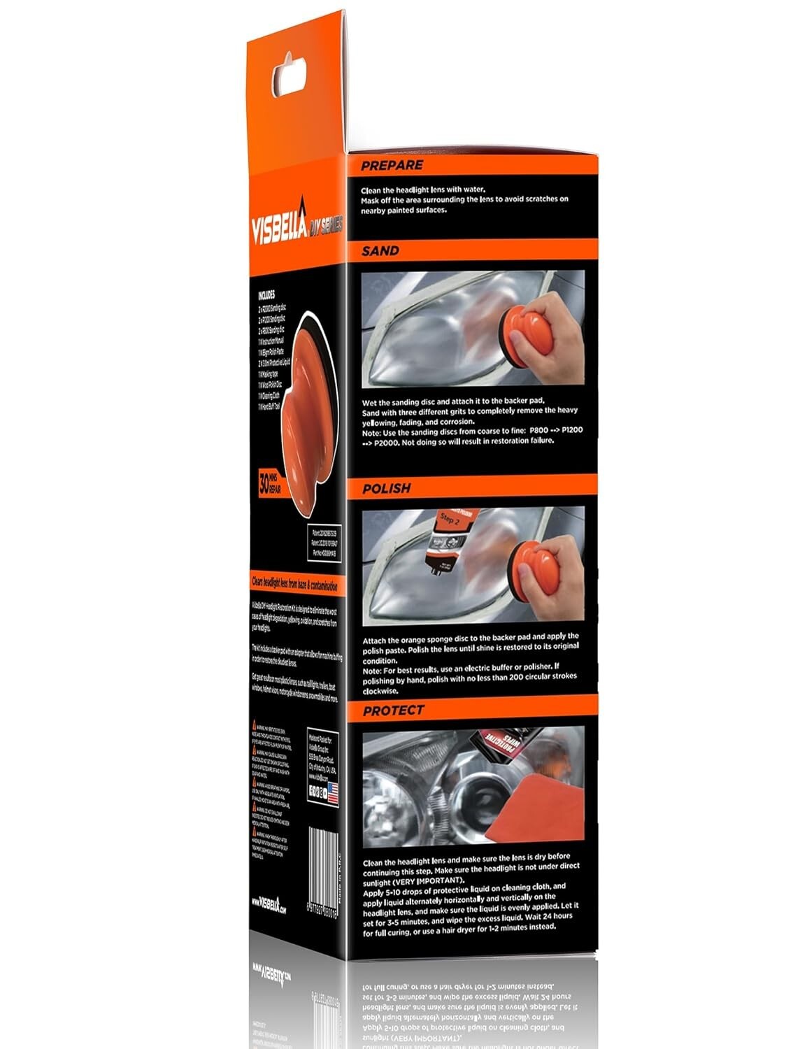 Headlight Restoration kit for Hand buffing VISBELLA