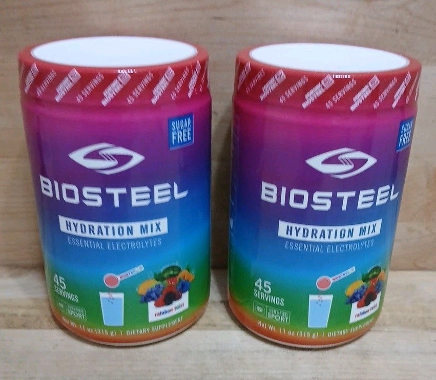 2 PACK: BIOSTEEL "Rainbow Twist" HYDRATION MIX 45 SERVINGS NSF ELECTROLYTES 11z