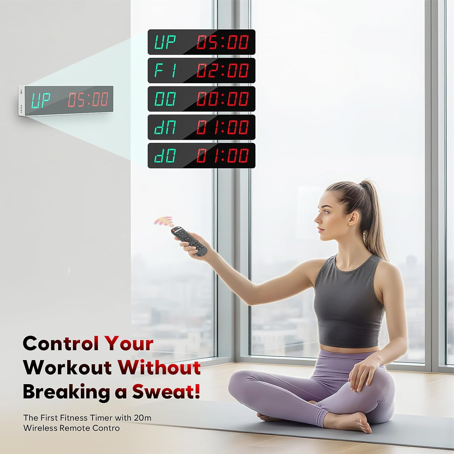 Dienmern Large Digital Gym Timer – Remote Control Gym Clock Wall with 9 Custom M