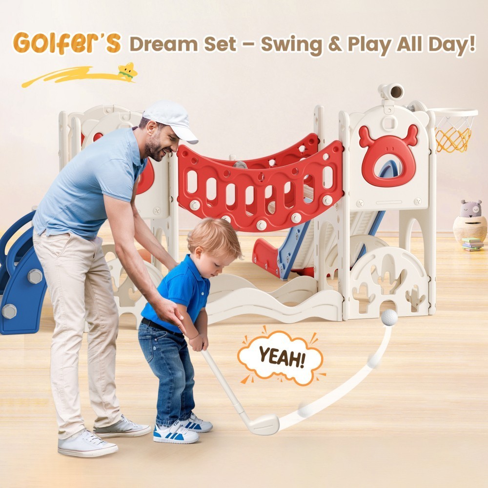 Kids Slide Climber Playset 8-in-1Toddler Large Slide Indoor & Outdoor Drawing