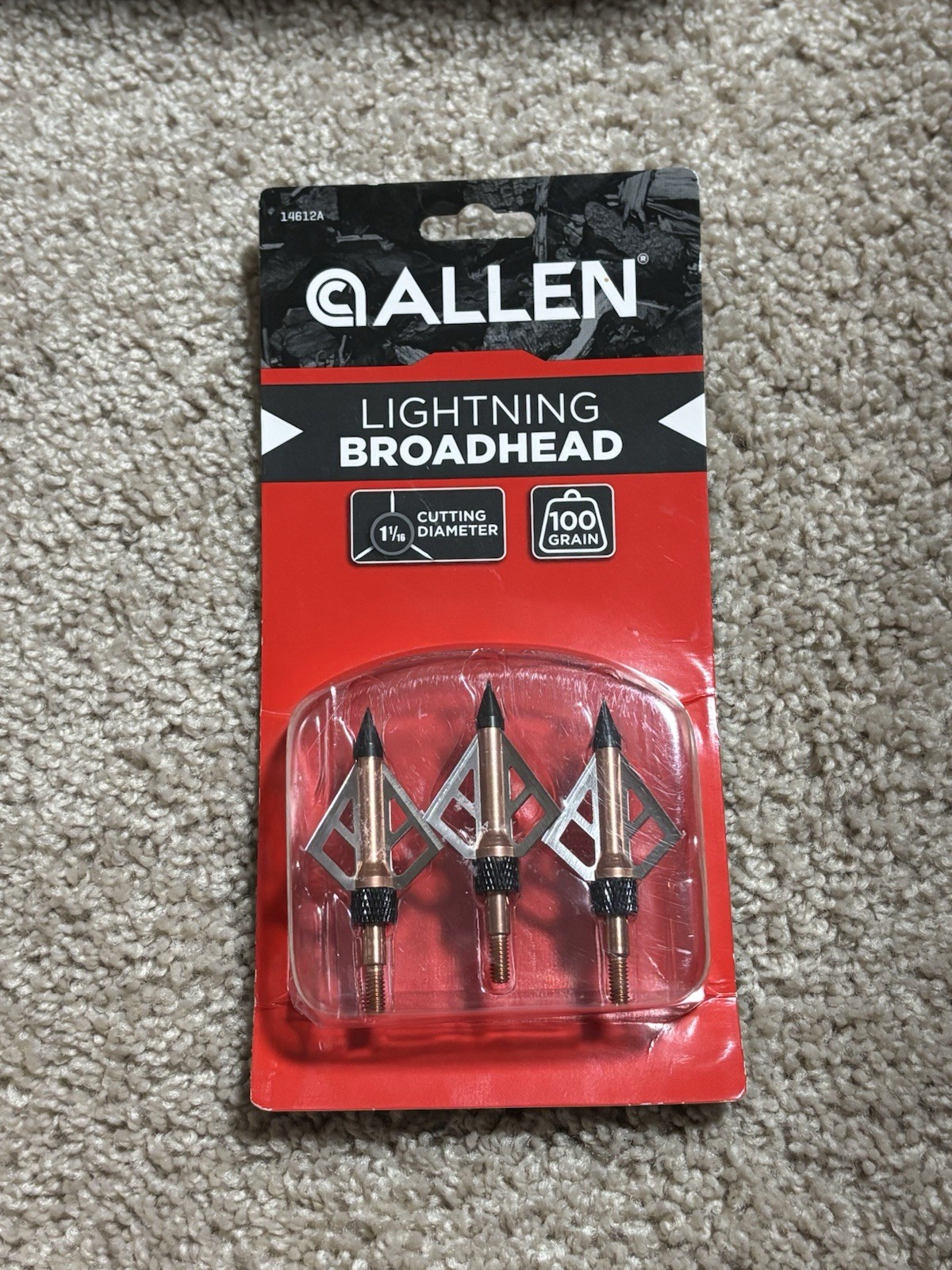 Allen Lightning Broadhead 100 Grain 1-1/6” 3-Pack NEW
