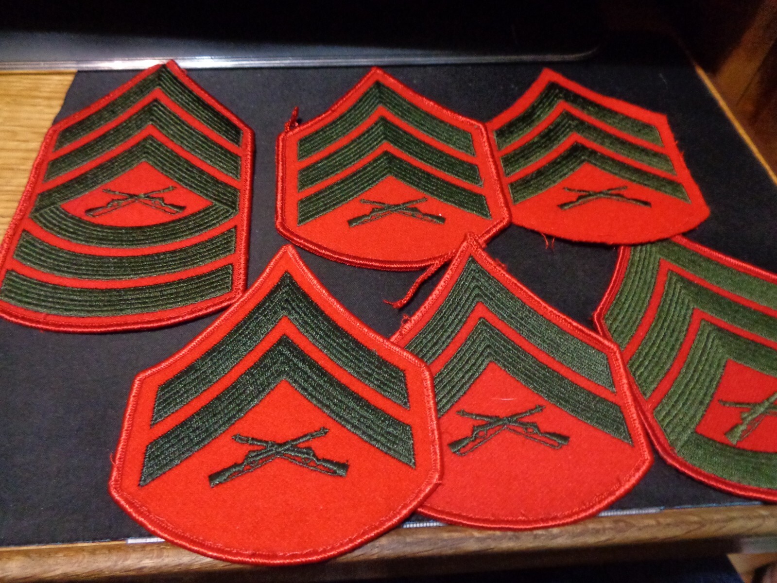 US Marine Corps Green Embroidered on Red MALE, Semper Fi Cut Edge USMC lot of 6