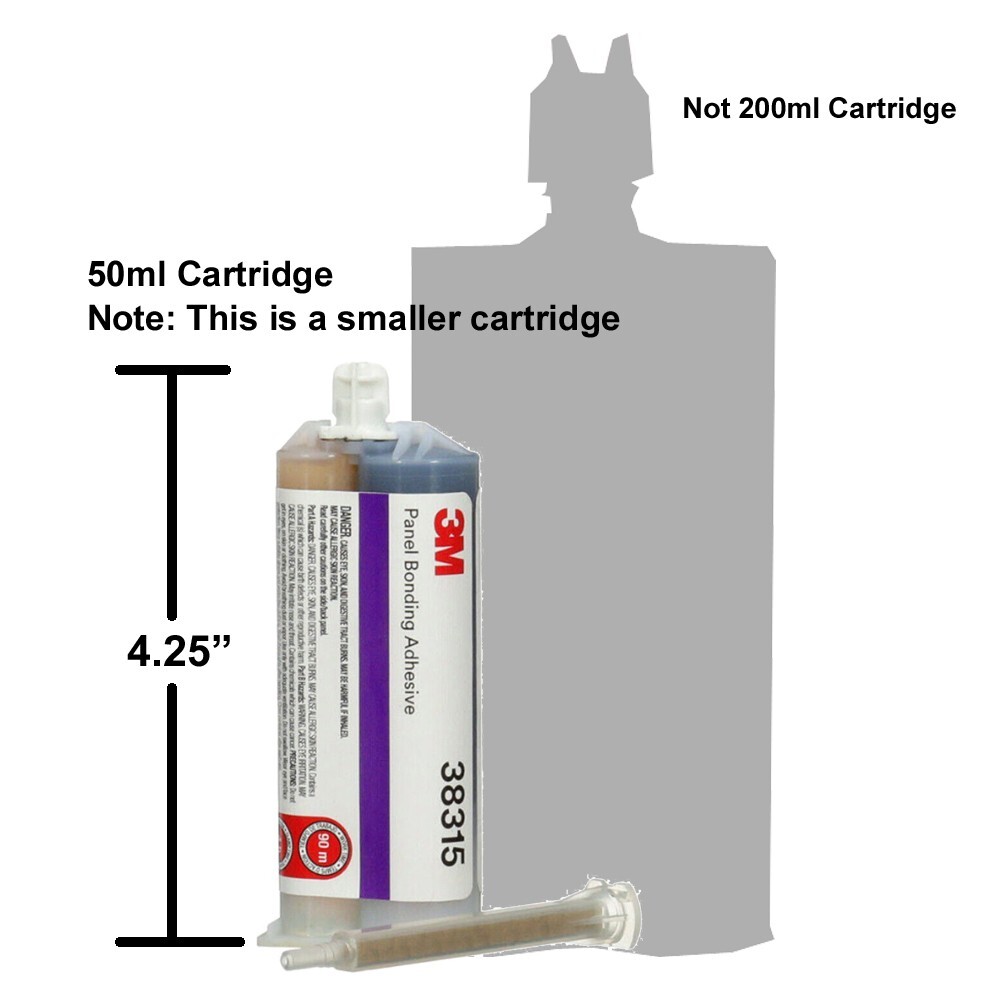 50mL Cartridge 3M Auto Body Panel Bonding Adhesive Two-Part Epoxy 38315 - Black