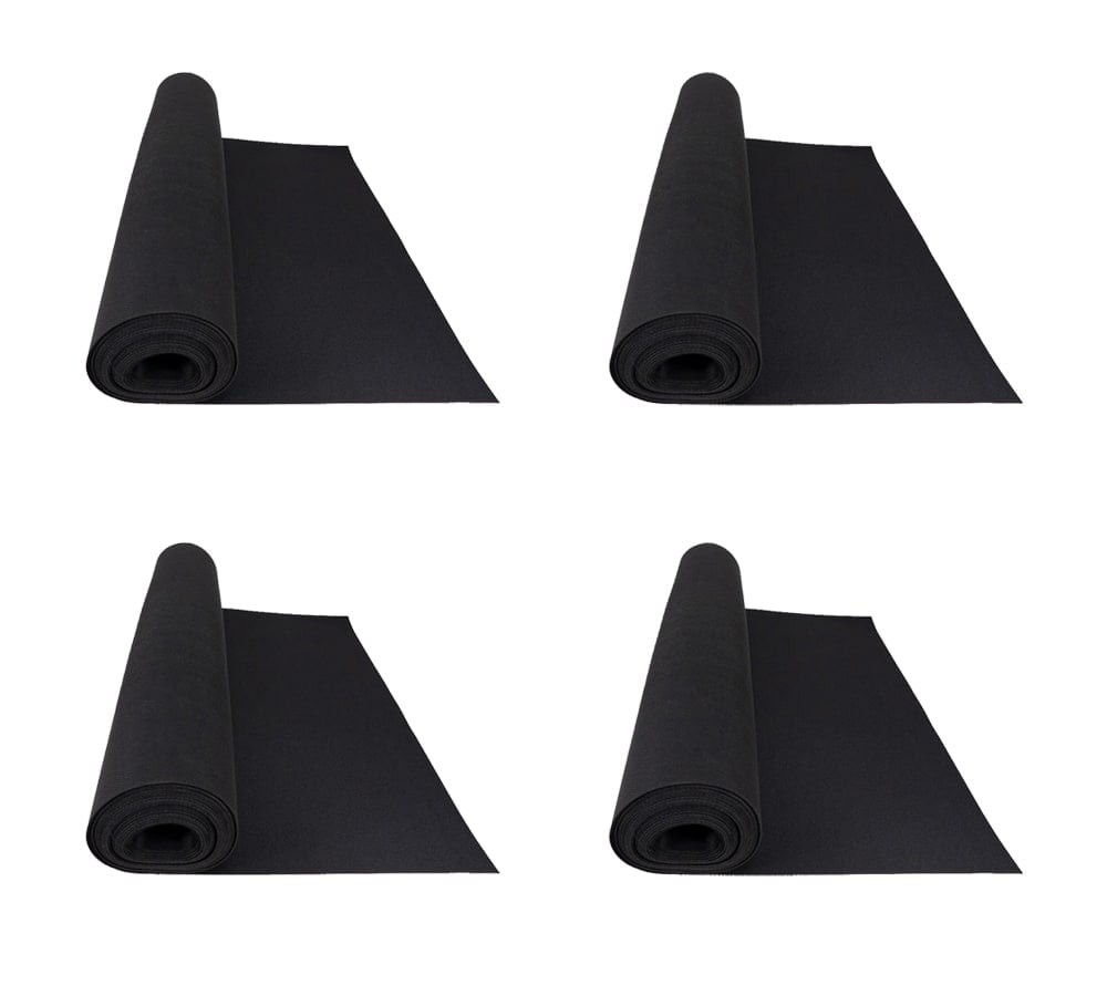 (4 Pack) 20'x27" Black Neoprene Floor Runner w/ Non Skid Bottom