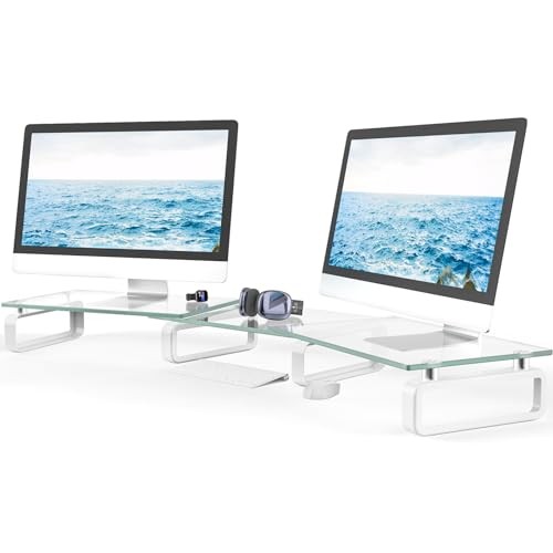 Dual Monitor Stand, Computer Monitor Stand, Desktop 2 Pack Monitor Stand