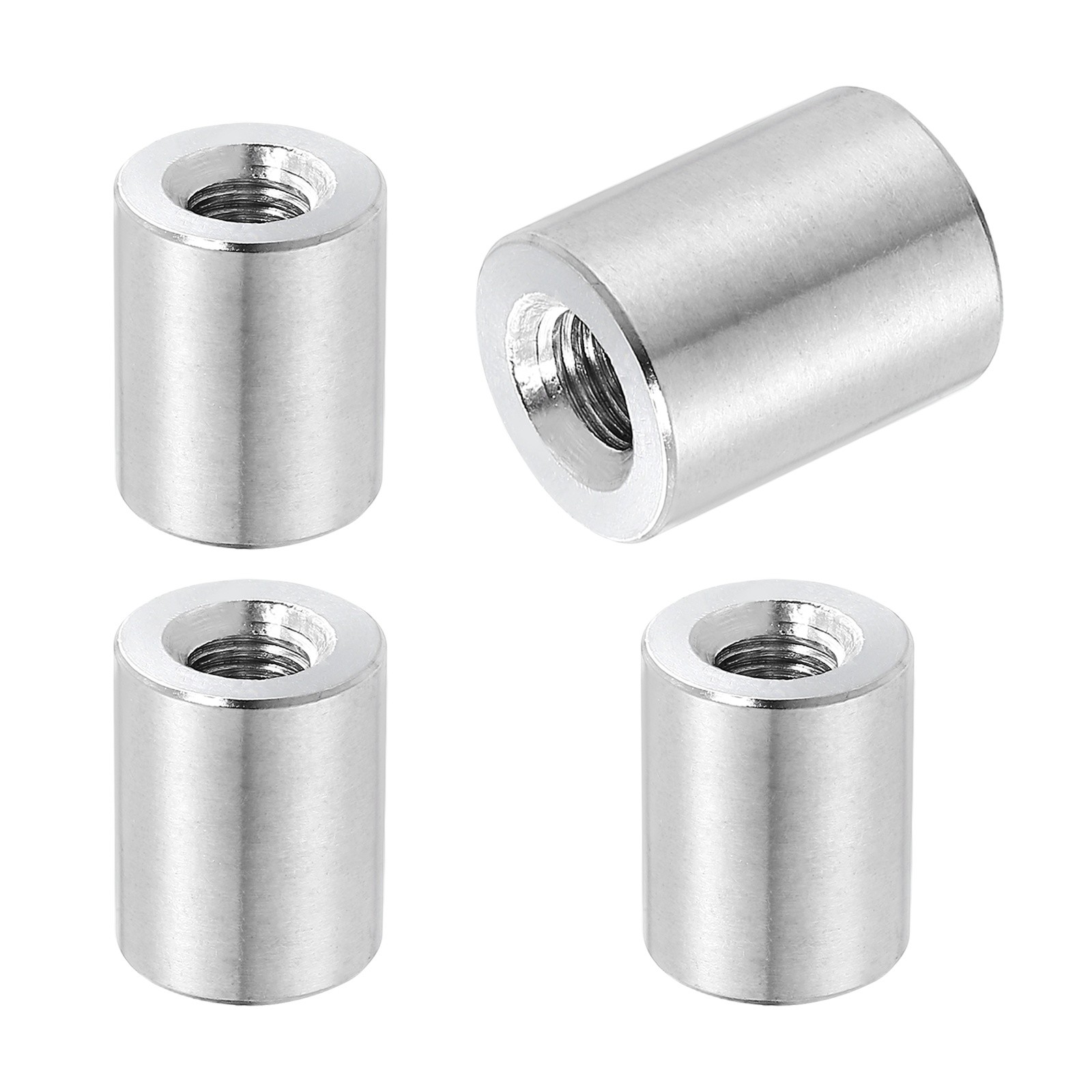 4Pcs 304 Stainless Steel M8x1.25mm Round Coupling Nuts, 0.63x0.79"(ODxH)