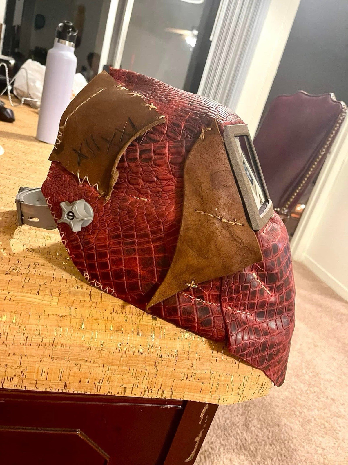 Welding Custom Red Alligator Leather Hood