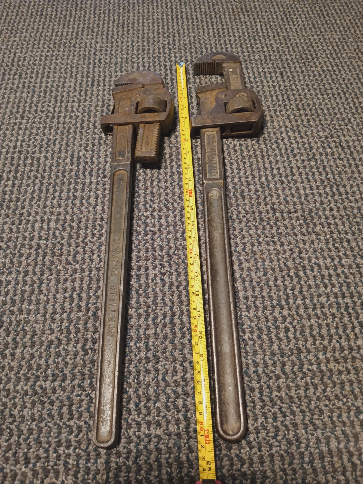Two 2 VINTAGE Walworth 24" Genuine Stillson Pipe Monkey Wrenches Adjustable