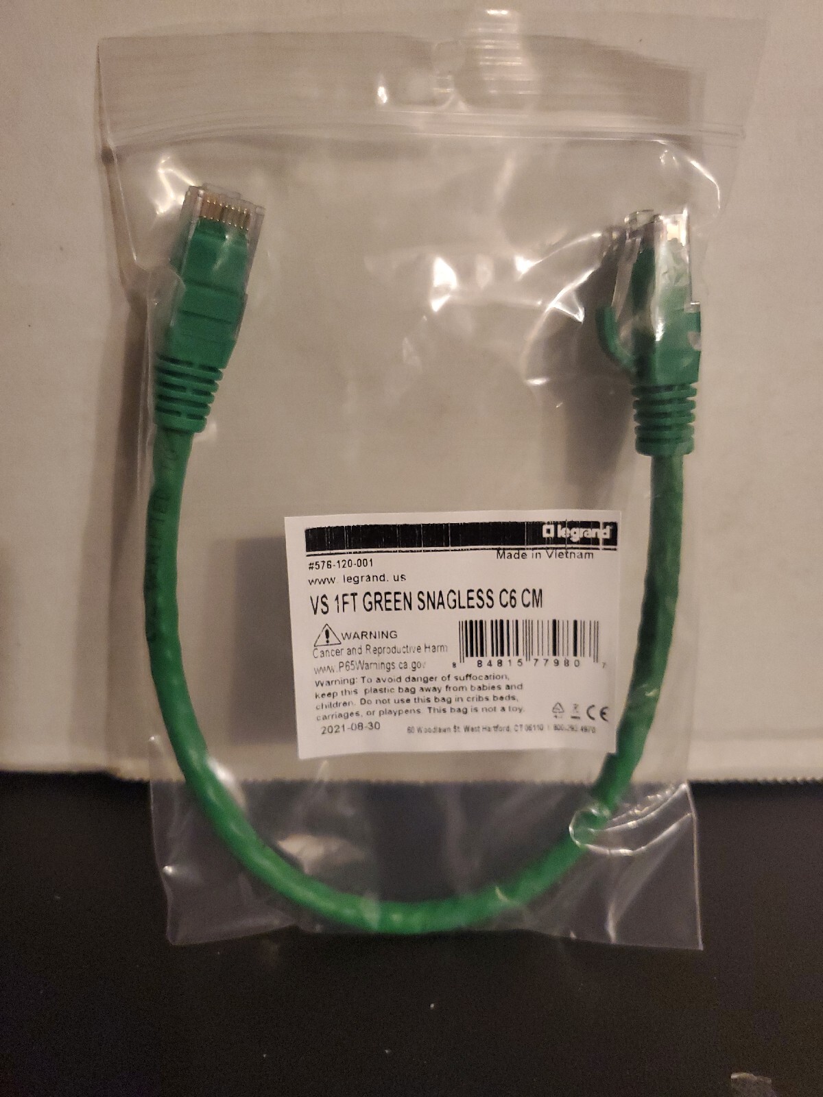 Legrand VS 1FT GREEN SNAGLESS C6 CM #576-120-001