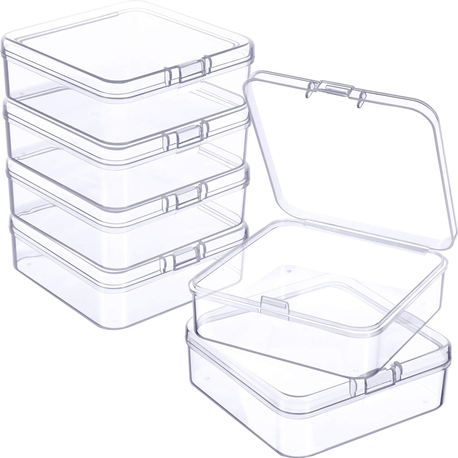 6 Pieces Mini Plastic Clear Beads Storage Containers Box for Collecting Small...