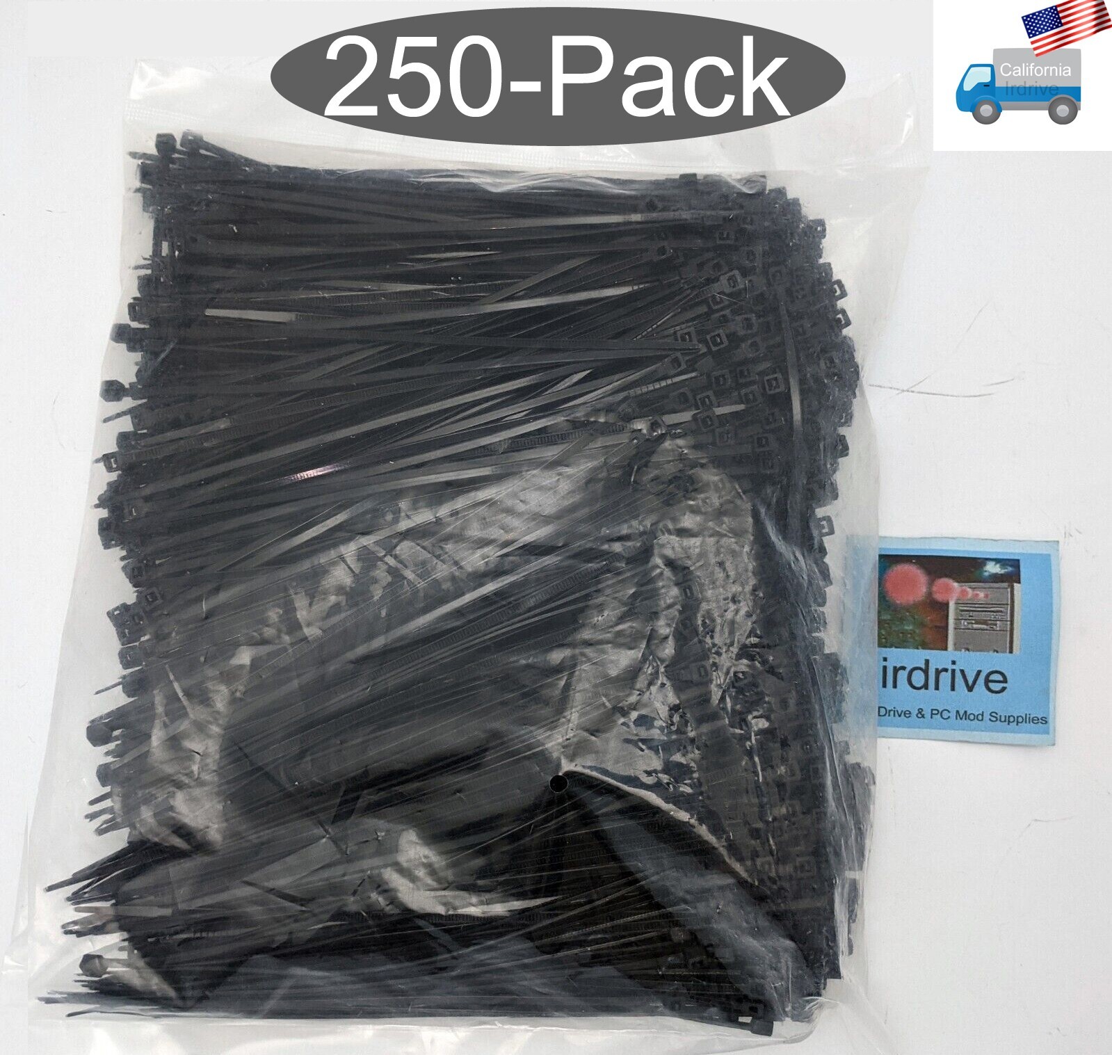 250-Pack: NEW Black 5 3/4" Tough Nylon Standard Cable/Wire Tie Wrap Zip Ties 6"