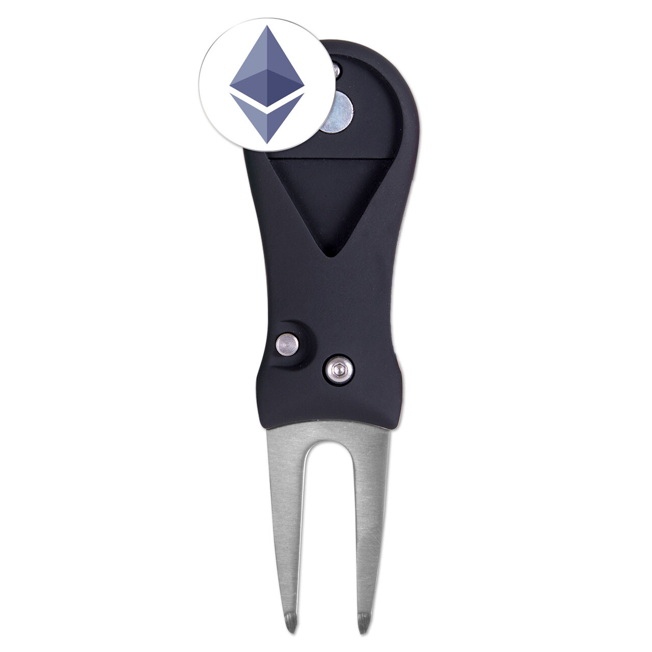 Ethereum Logo Crypto Golf Ball Marker + Switchblade Divot Tool Novelty