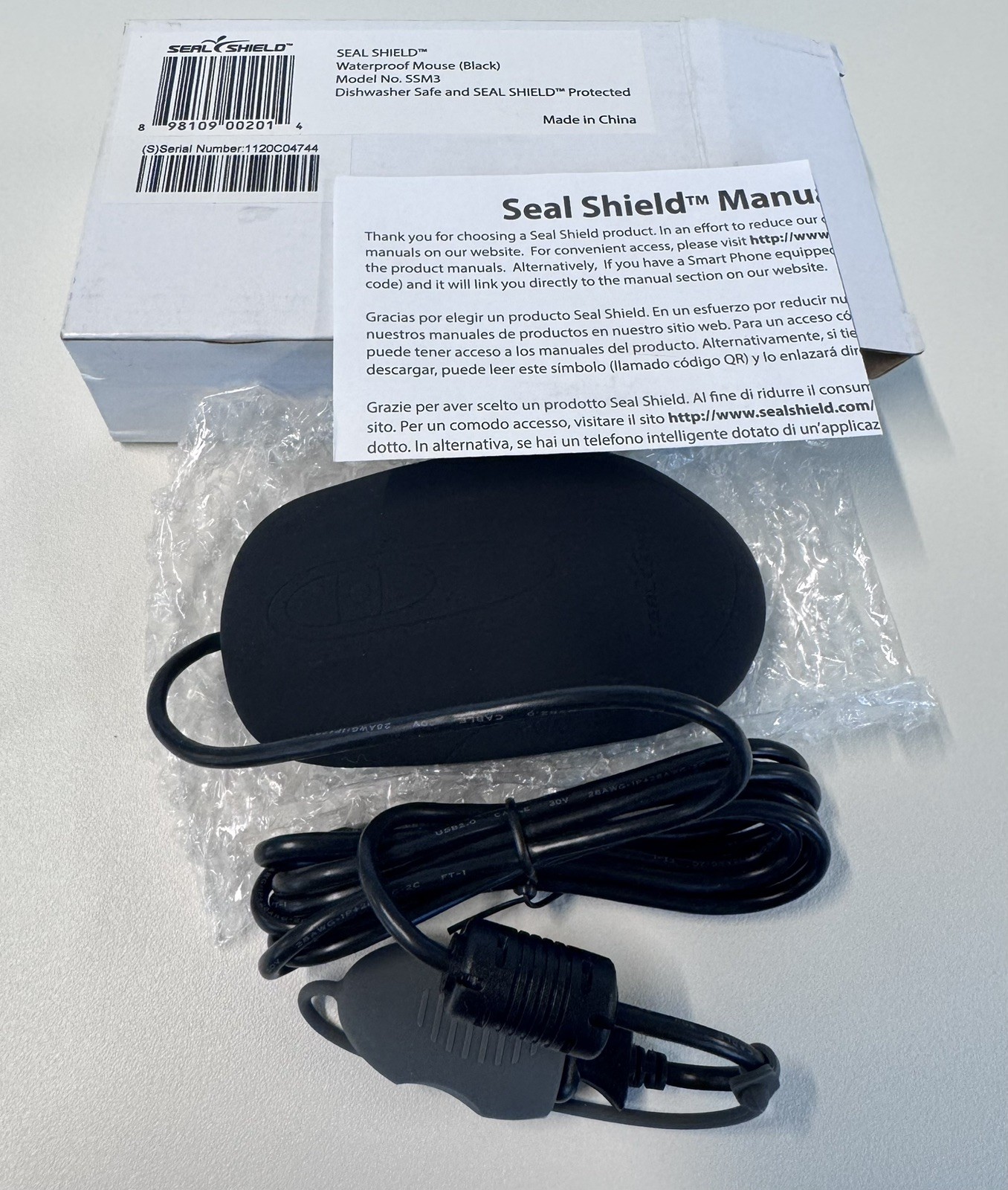 Seal Shield SSM3 Waterproof Medical Grade Washable Silicone Optical USB Mouse