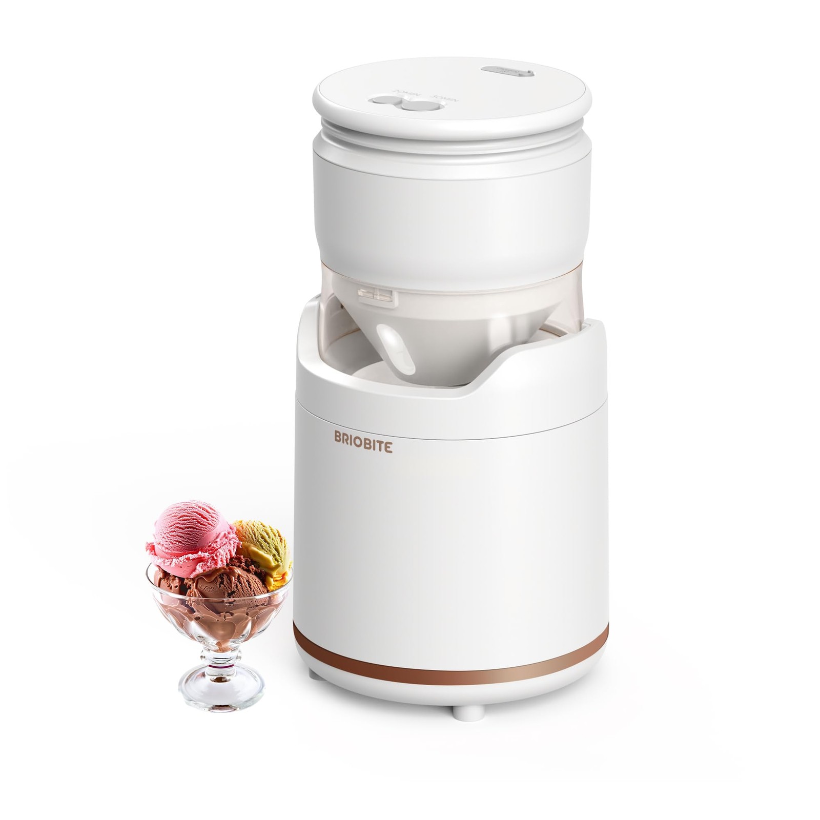 BRIOBITE Mini Electric Ice Cream Maker - Low-Noise, Rechargeable Gelato, Sorbet,