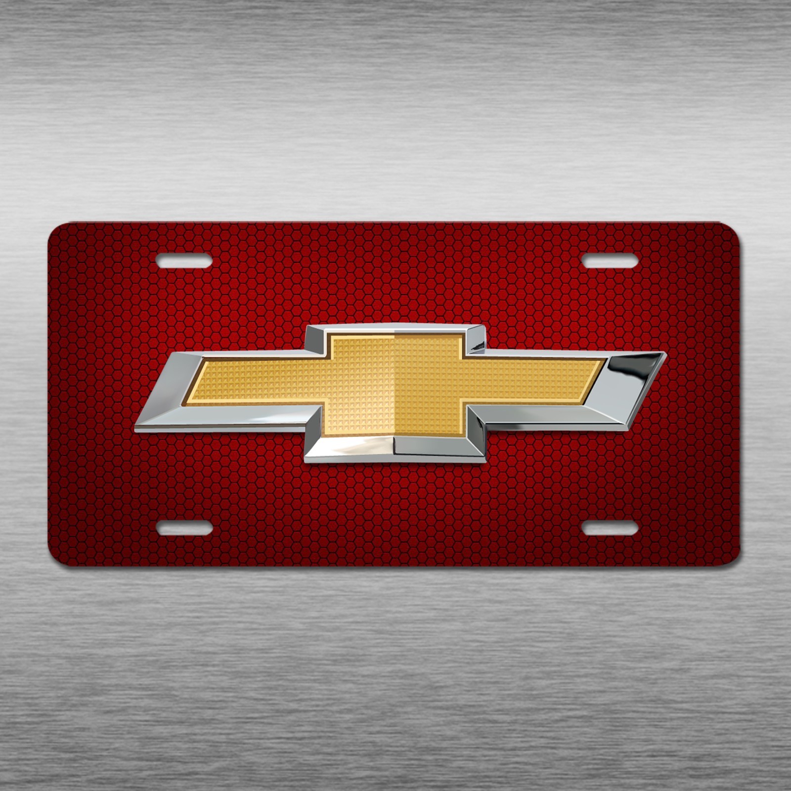 Chevrolet Chevy Silverado Inspired Art Red Vehicle License Plate Car Tag