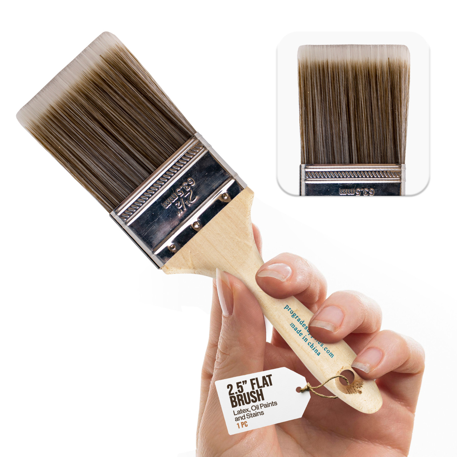 1PK  2.5" Flat House Wall,Trim Paint Brush Set Home Exterior or Interior Brushes
