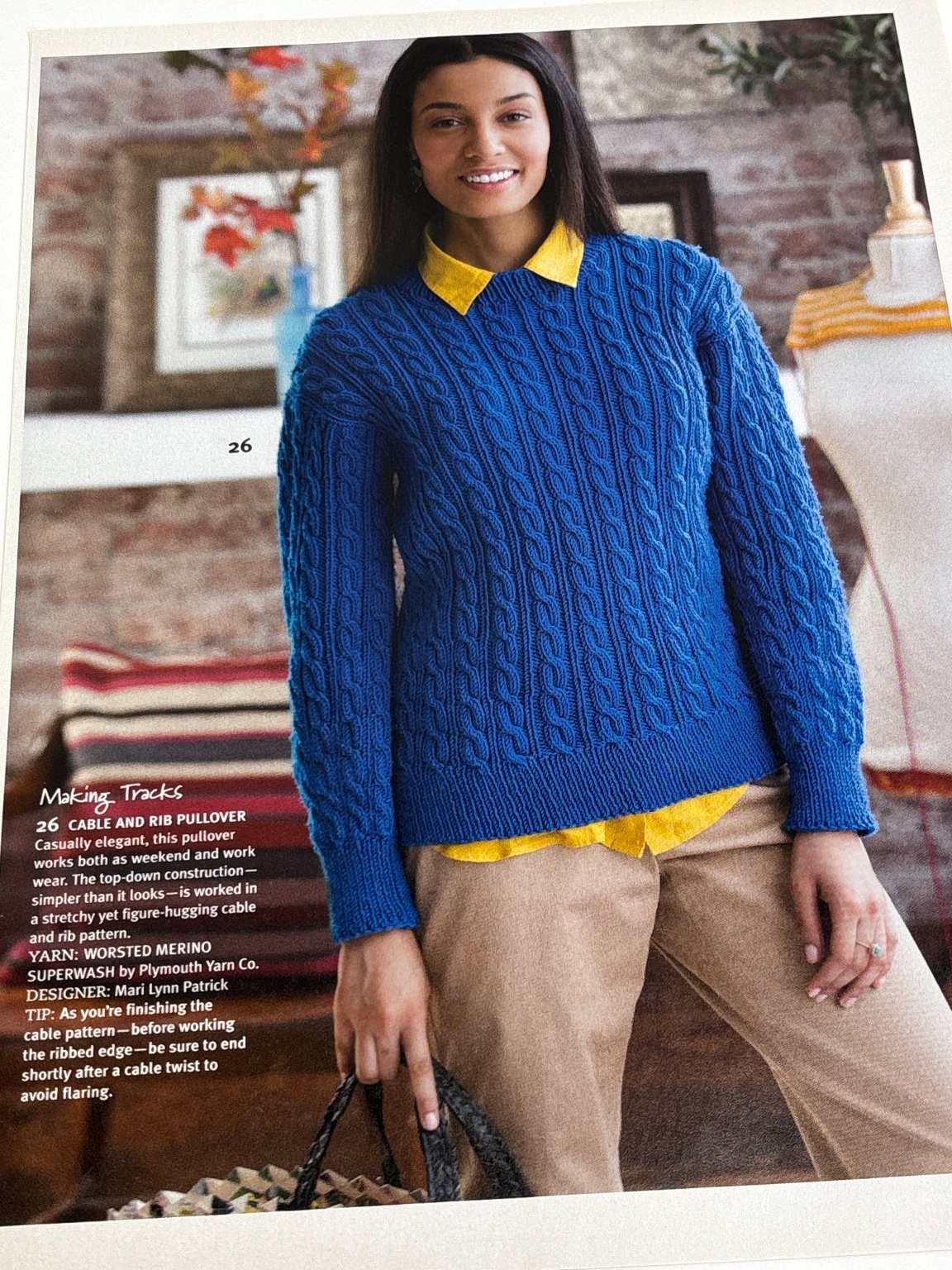 Cable & Rib Pullover Knitting Pattern Magazine Pages