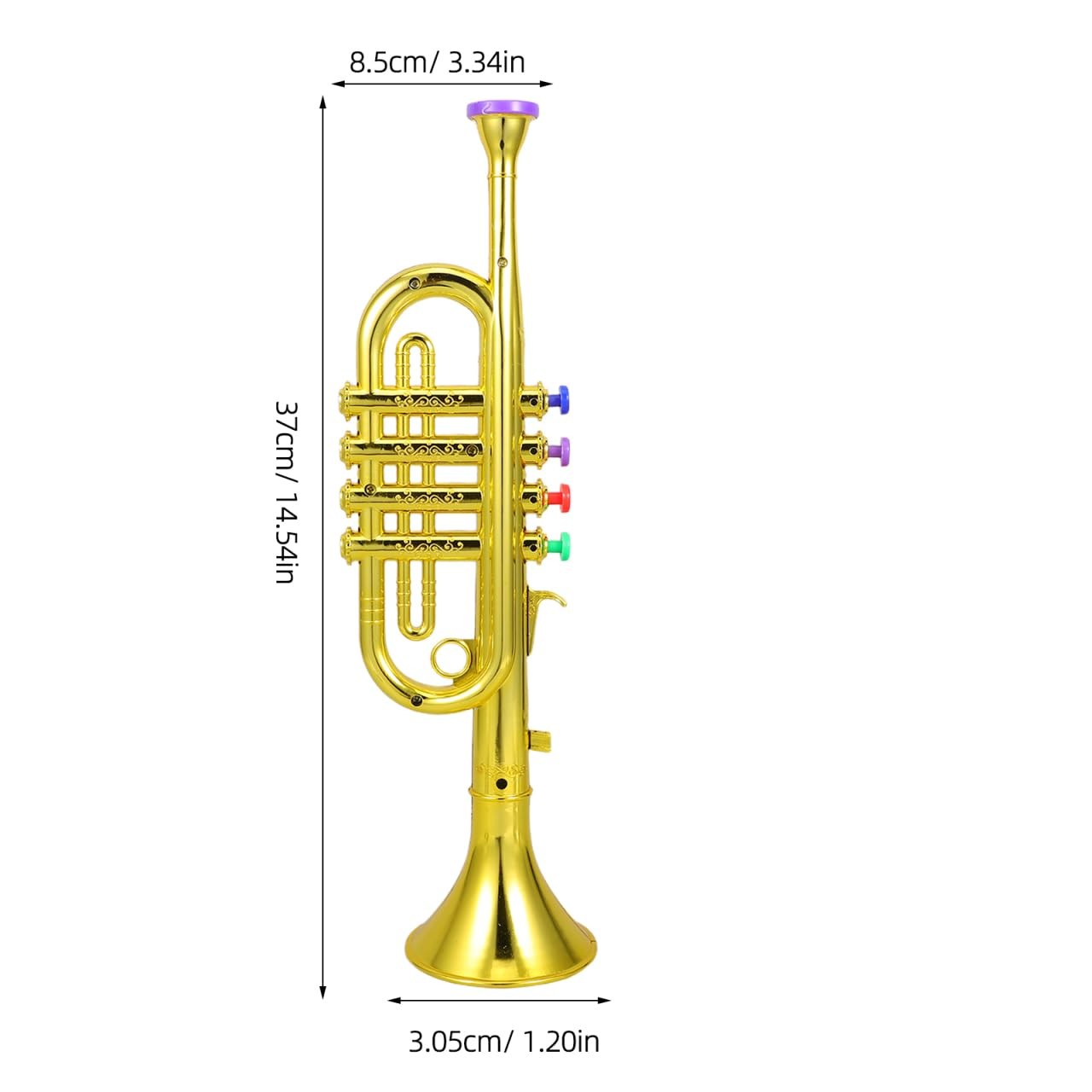Plastic Trumpet Musical Instruments Toy with 4 Colored Coded Keys Teaching So...