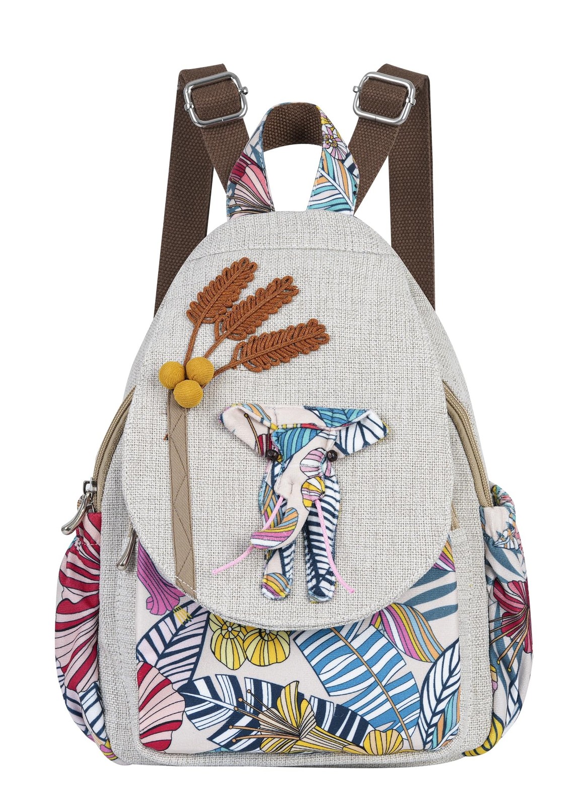 Small Canvas Backpack, Retro Boho Washed Hippie for Women Daily Commute (Colo...