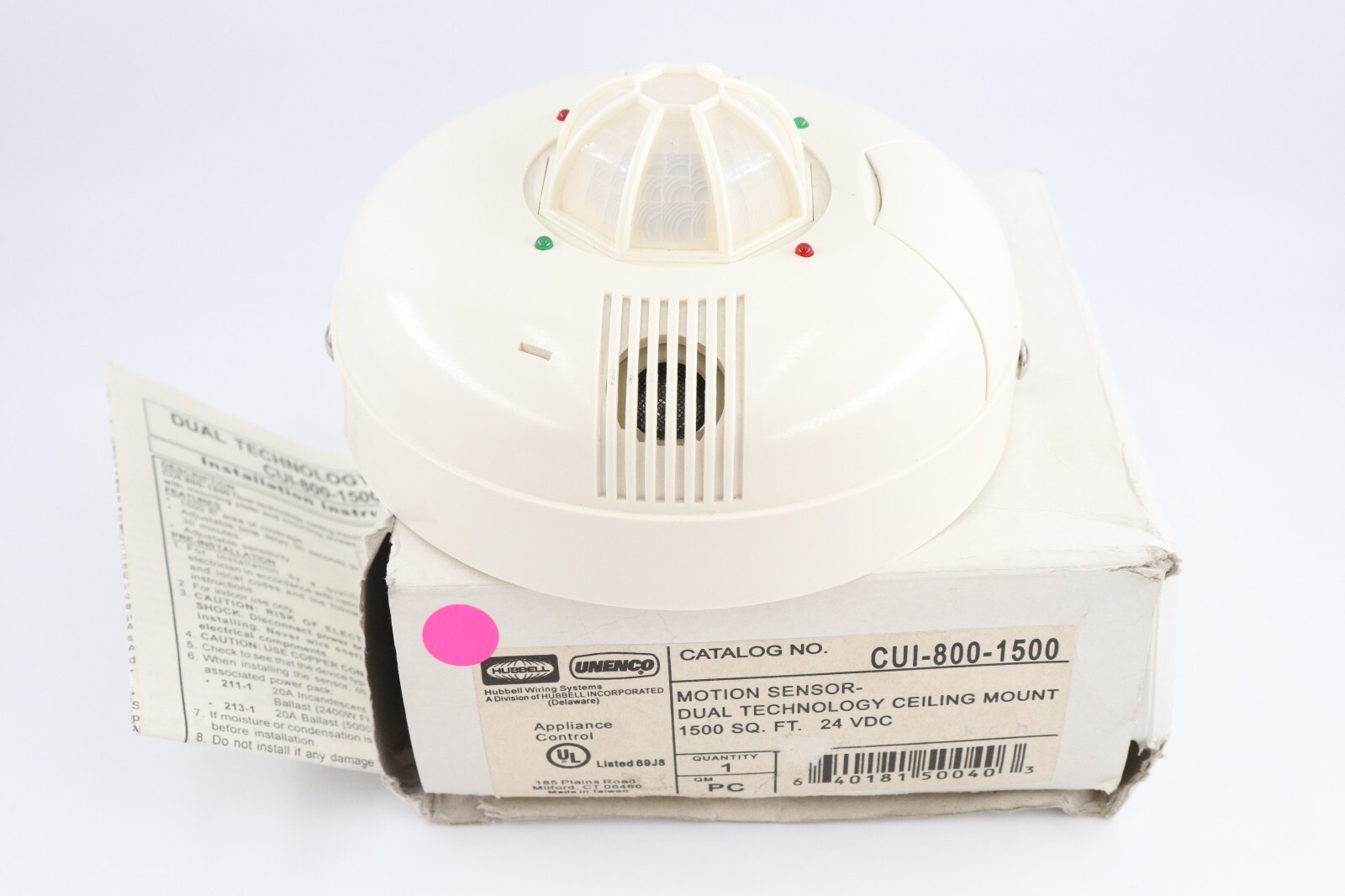 HUBBELL CUI-800-1500 MOTION SENSOR, DUAL TECHNOLOGY CEILING MOUNT, 1500 SQ. FT