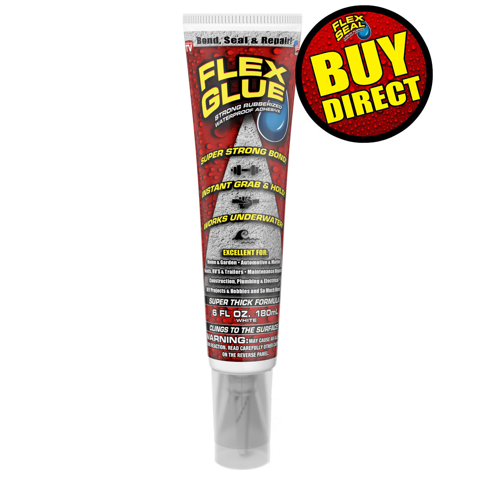 Flex Glue GFSTANR Strong Rubberized Waterproof Adhesive w/Instant Grab, 6 oz