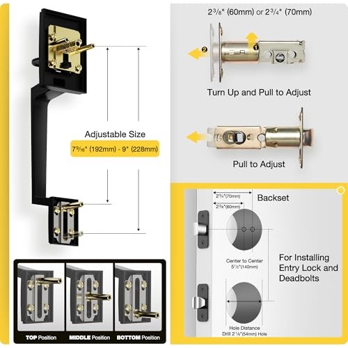 Front Door Lock Set, Front Door Handle and Deadbolt Set, Single Matte Black
