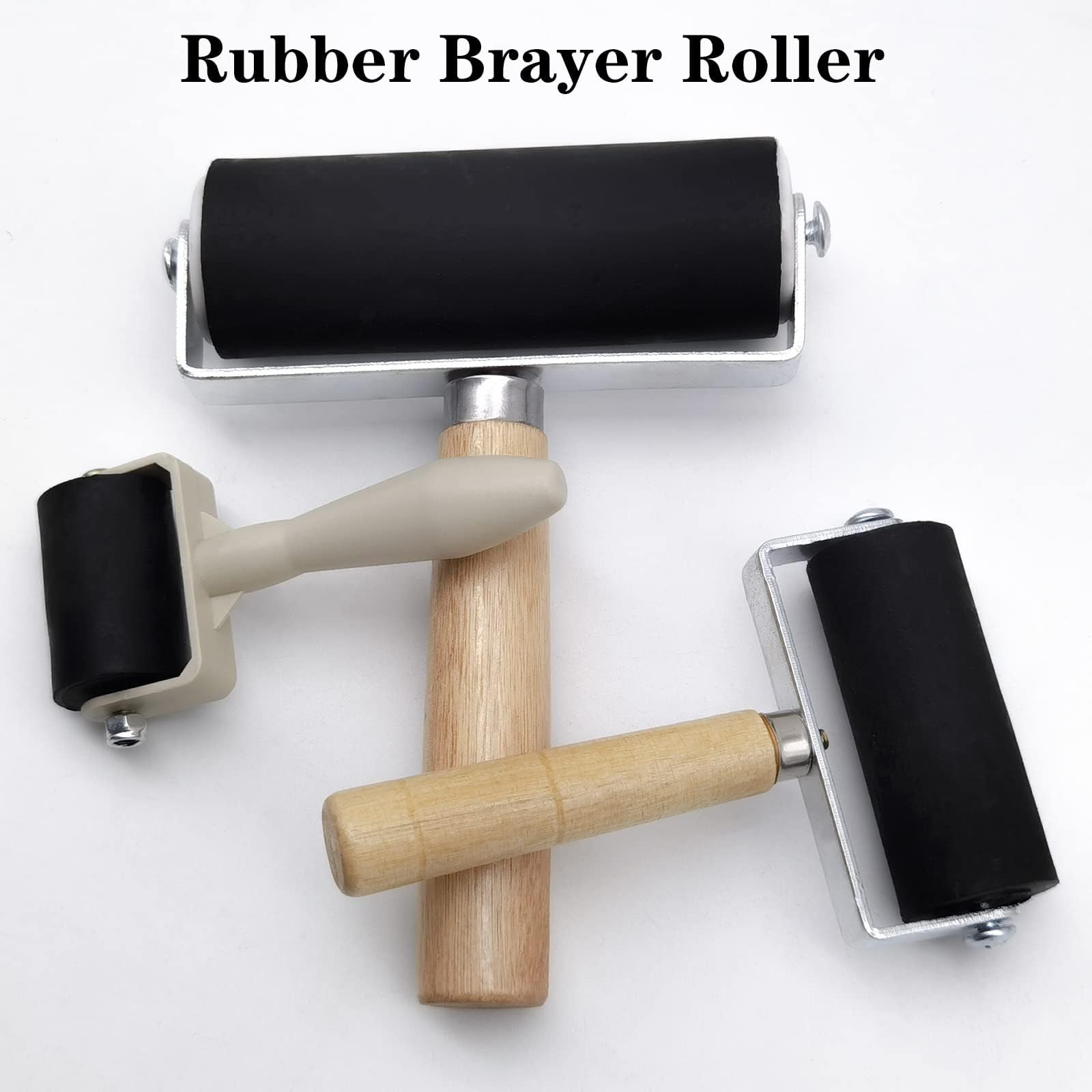 4 Pack Rubber Roller - Brayer Rollers with 3 Size for Crafting Brayer Rollers fo