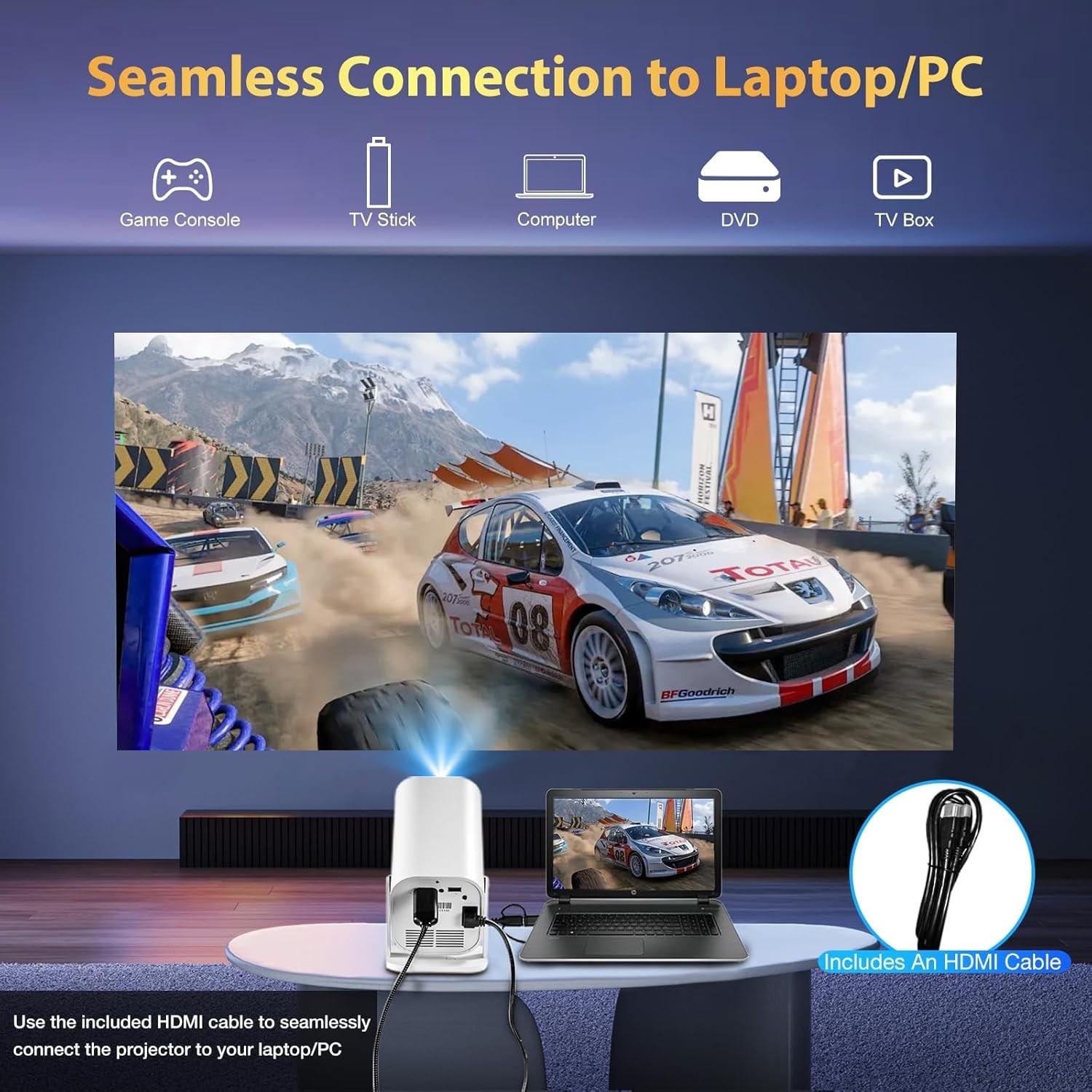 Electric Focus & 210° Rotation Mini Projector