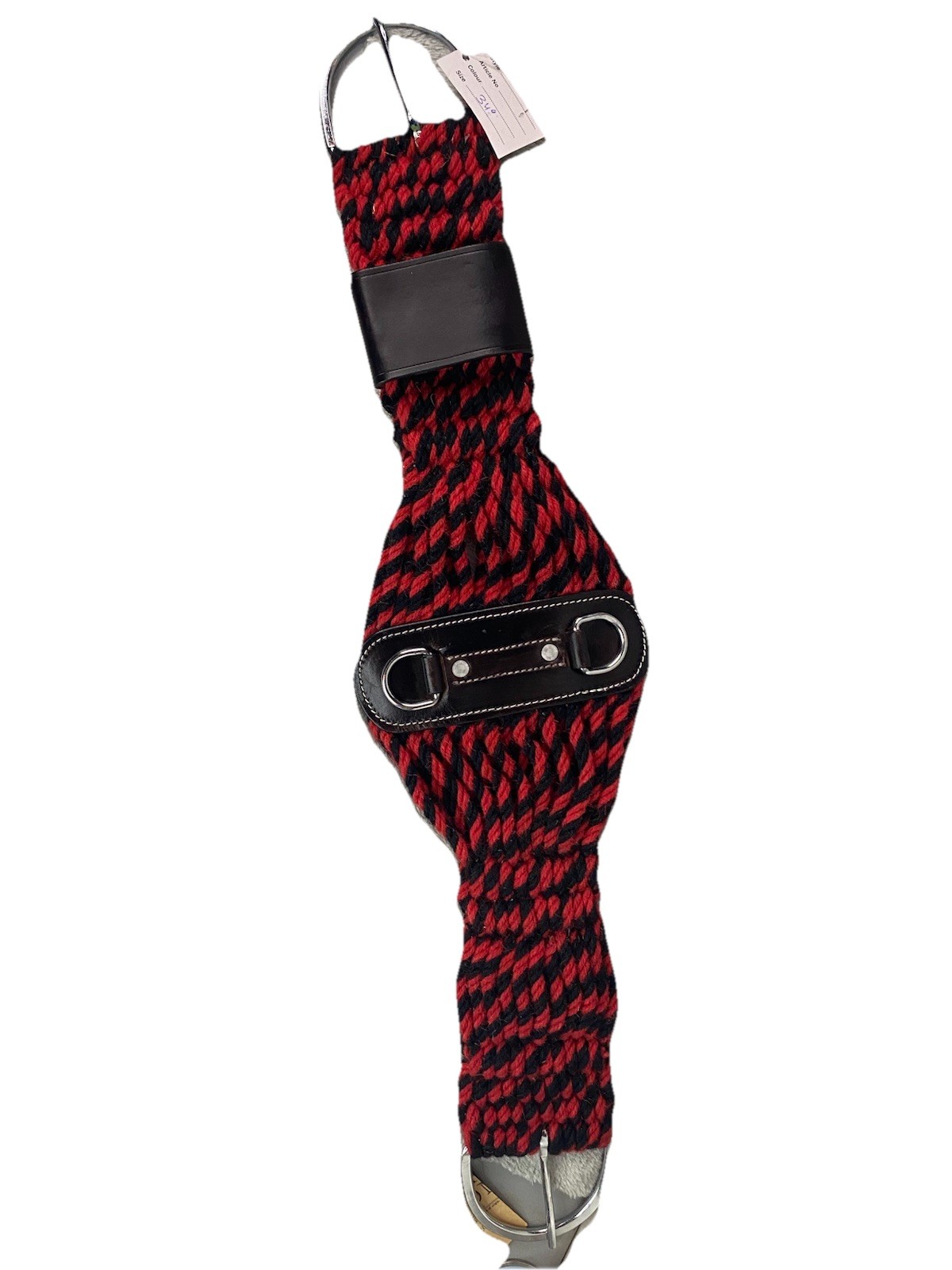 Horse Western 27 Strand Double Weave Two-Tone Red & Black Mohair Roper Cinch