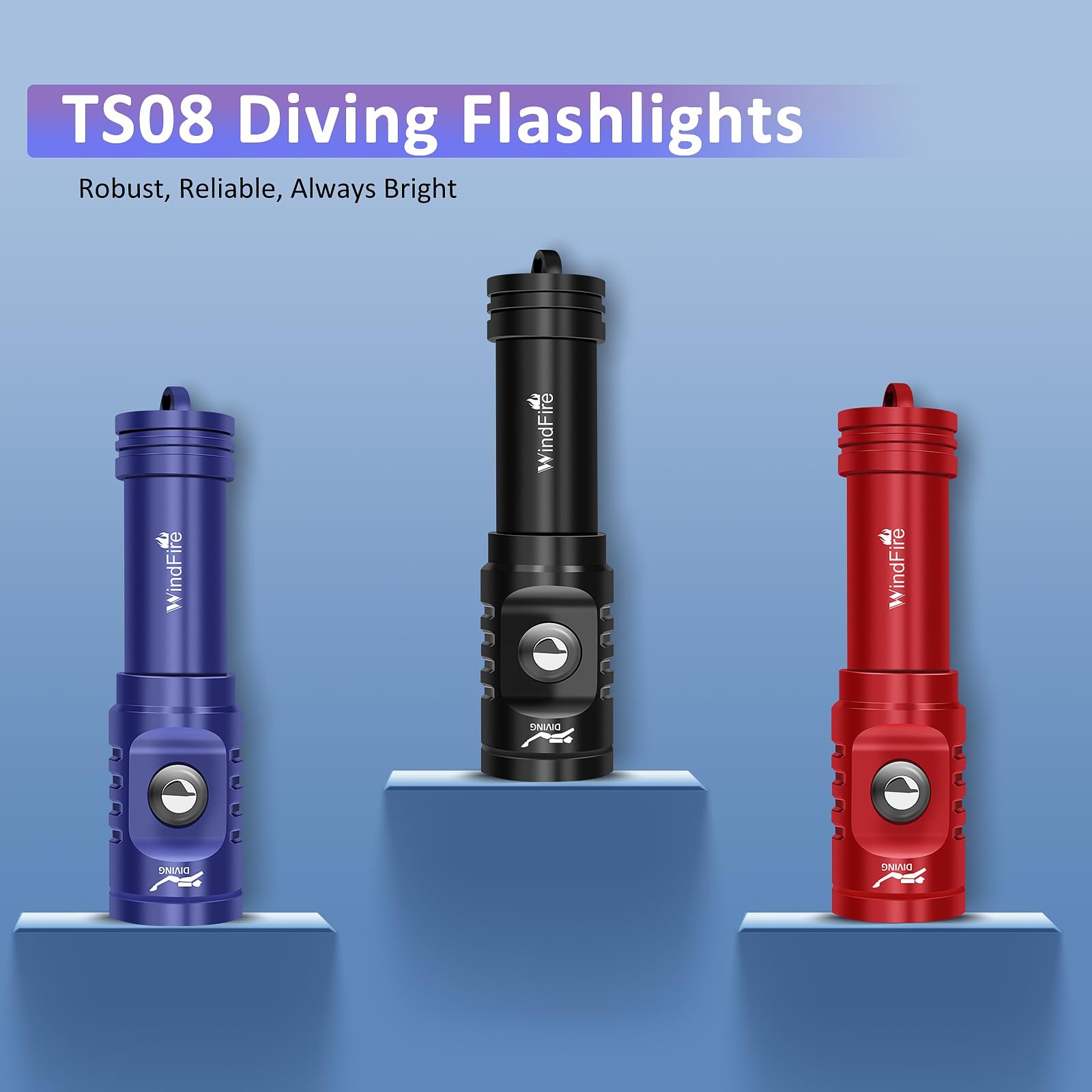 WINDFIRE TS08 Dive Light Super Bright, Scuba Flashlight Red-TS08