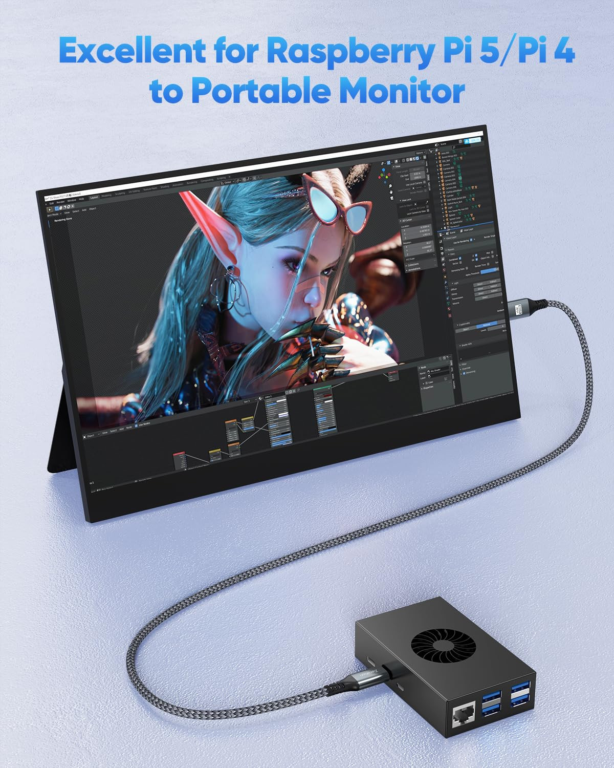 4K Micro HDMI to Mini HDMI Cable 3.3FT for Raspberry Pi 5/4 Camera to Portable M
