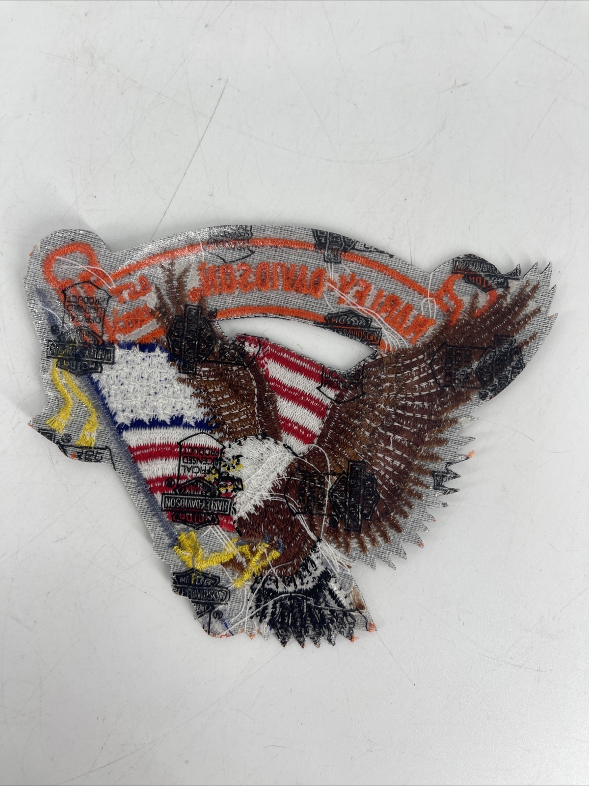 VINTAGE Harley Davidson Emblem Patch Eagle Flag Stars Stripes
