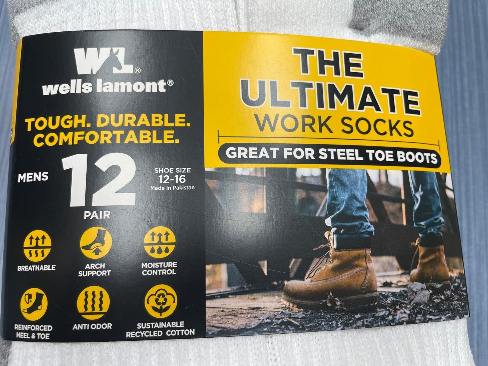 24 Pair x Wells Lamont Mens Size 12-16 Ultimate Work Socks For Steel Toe Boots