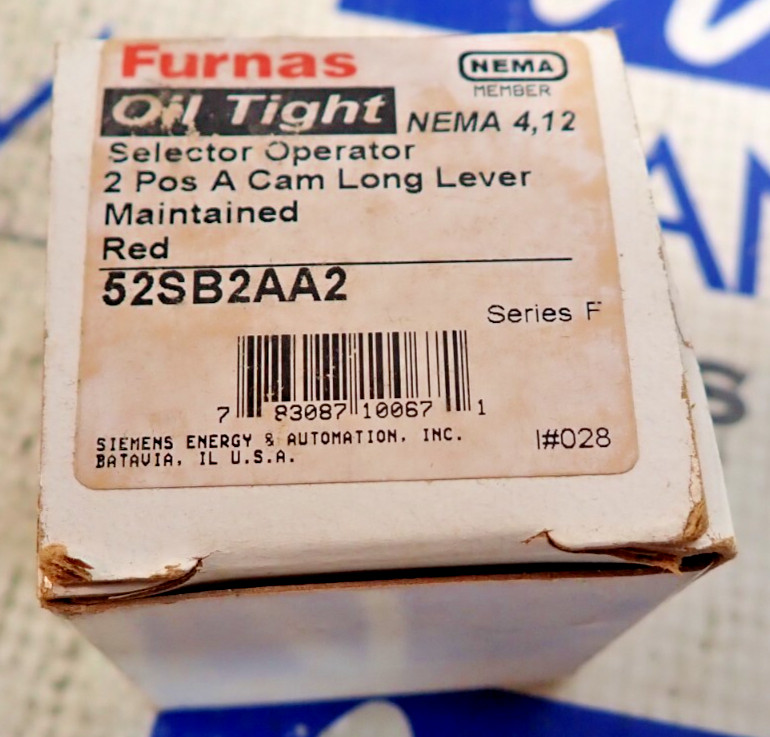 New Furnas 52SB2AA2 Selector Operator 2 Position A Cam Long Lever Maintained