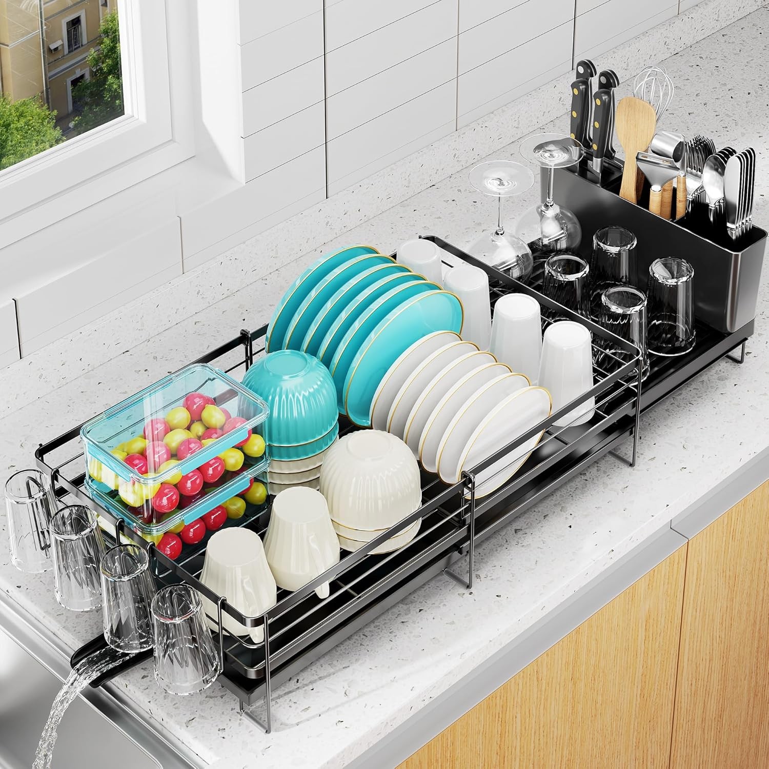 Large Dish Drying Rack Expandable Dish Rack Kitchen Counter Upgraded Dish