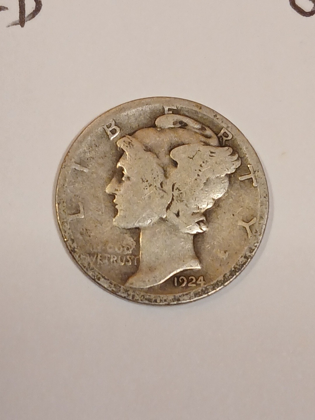 1924 D Mercury Dime Good 90% Silver 10c  Winged Liberty US Coin