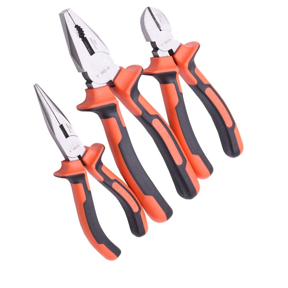 Harden 3 Piece Pliers Set - Professional Grade Pliers includes 6” Long Nose P...